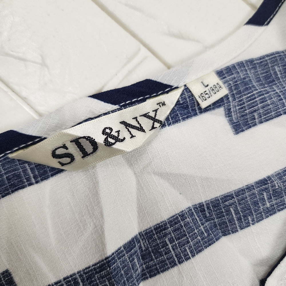 SD&NX Large Junior Blue Stripe Dress – Formal Casual Mini Dress - Picture 5 of 6